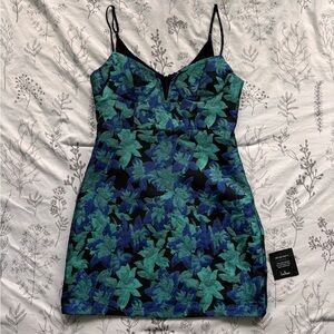 Lulus Floral Blue and Green Dress